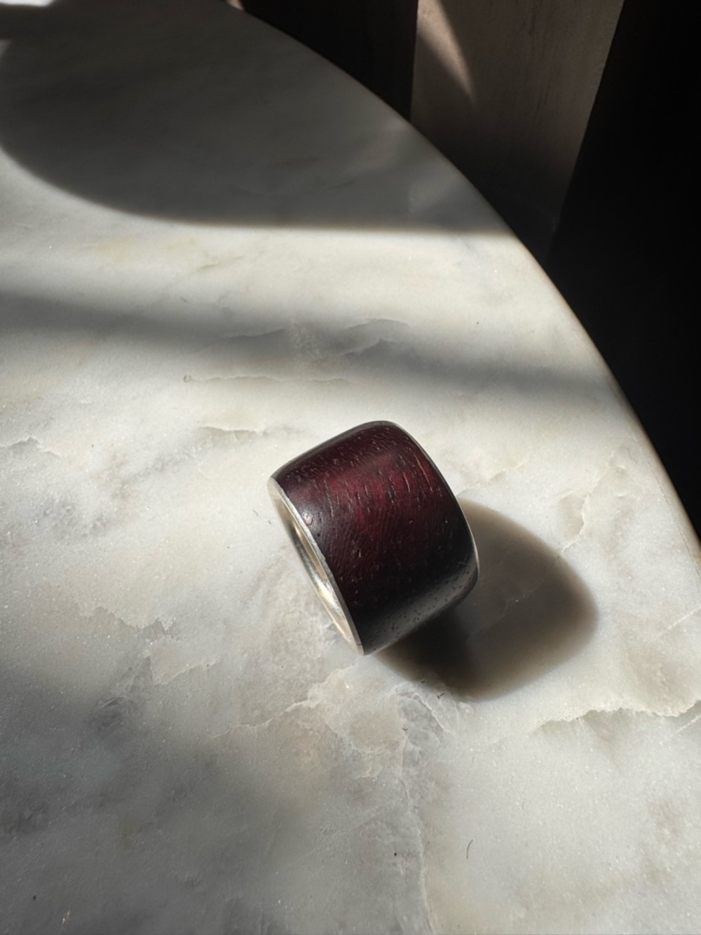 Wide Bloodwood and Sterling Silver Ring